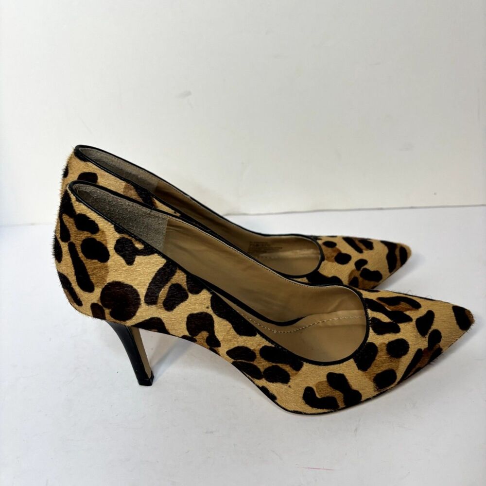 BCBG Paris Leopard Print Kitten Heel Pumps Pointed Toe Womens